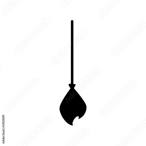 Witch broom silhouette, witch's accessories on transparent Isolated on white background, illustration.