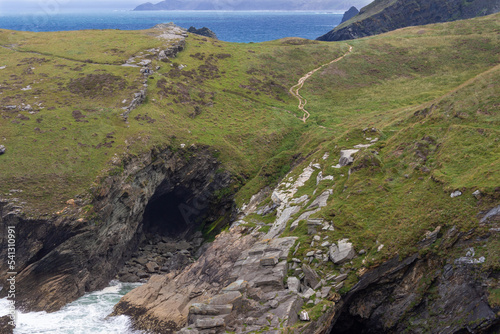 Cave in the area of Tintagel Castle, Cornwall, UK
