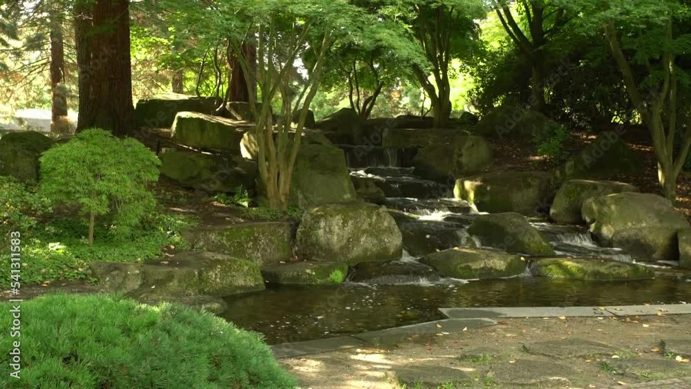 Waterfall in Japanese Garden in Hamburg (Botanical Garden Planten un Blomen) Waterfall in Japanese Garden in Hamburg (Botanical Garden Planten un Blomen)