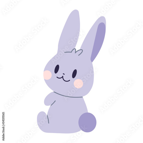 Cute rabbit  cartoon style. Trendy modern vector illustration isolated on white background  hand drawn  flat design.