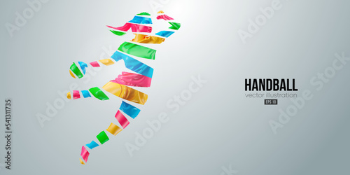Abstract silhouette of a handball player on white background. Handball player woman are throws the ball. Vector illustration