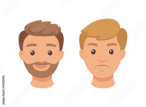 Face of Handsome Man Character Demonstrating Emotion Vector Set