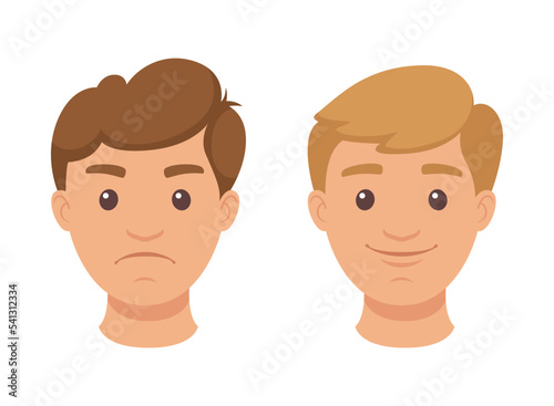 Face of Handsome Man Character Demonstrating Emotion Vector Set