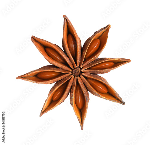 Whole Star Anise isolated on white background with PNG.