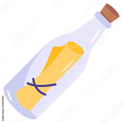 A bottle message flat vector icon
