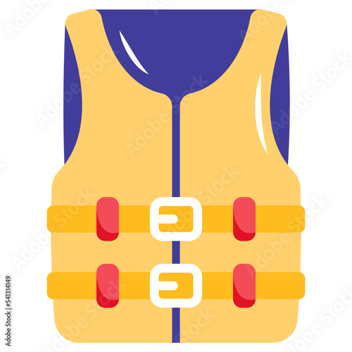 A life jacket flat vector icon