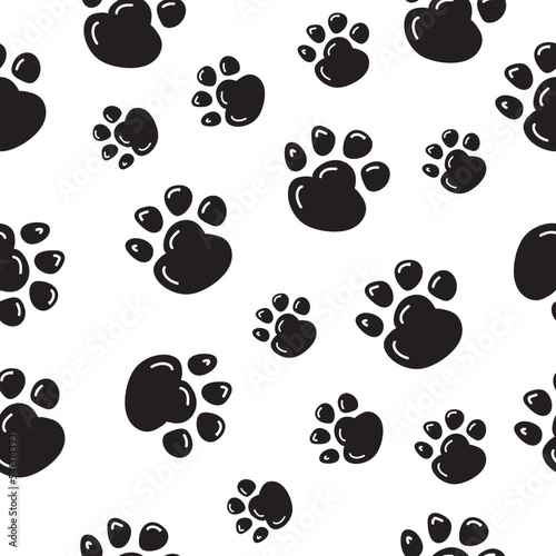 Cat paw vector pattern seamless