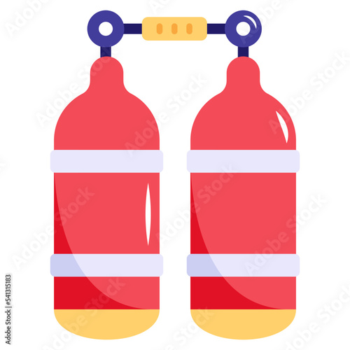 Diving cylinders for breathing, flat icon