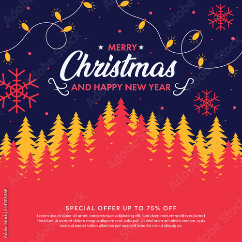 flat christmas sale social media template