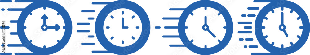 Time clock icons collection. Line clocks symbol. Quick time or deadline icon. Express service symbol. Vector illustration Time clock icons collection. Line clocks symbol. Quick time or deadline icon. Express service symbol. Vector illustration