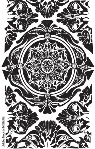 Decorative black and white gothic ornament, base for tattoo