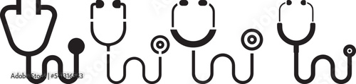 stethoscope medical device flat icon set. Stethoscope icon. Healthcare logo. Stethoscope Icon vector symbol for medical doctor and physician