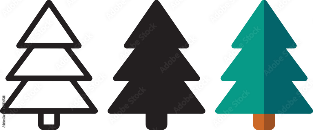 Fototapeta premium hristmas tree line icon, decorated conifer outline vector sign. Christmas tree icon symbol vector