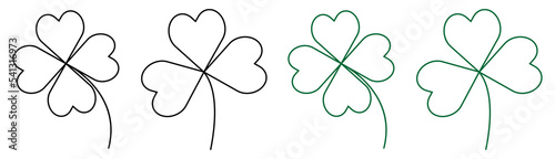 Leaf clover line icons. Saint patrick symbol. Ecology concept.