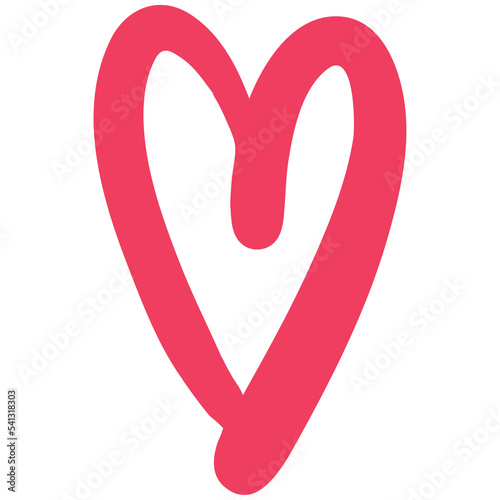 Heart shape doodle. Hand drawn love symbol. Transparent background png.