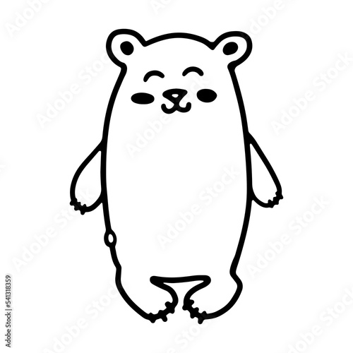 Cute Bear cartoon outline doodle Vector. Coloring book for kids. Teddy bear character hand-drawn animal illustration.