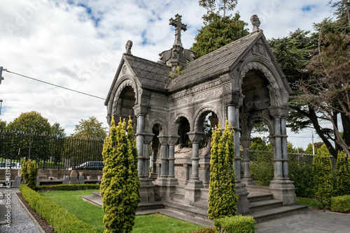 Photography Ancient, beautifully ornate sarcophagus, graves and mausoleum in Glasnevin Cemet