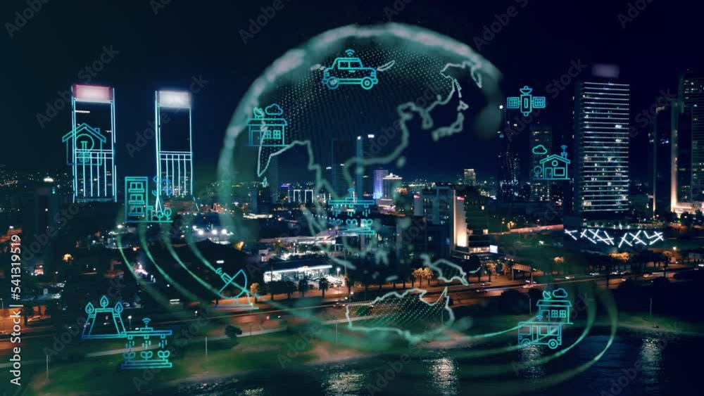 Smart city IOT internet of thing ICT digital technology futuristic, automation management smart digital technology VPN cyber security power energy sustainable metaverse city virtual augmented. High
