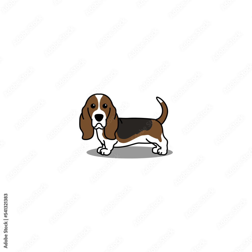Cute basset hound dog cartoon, vector illustration Stock Vector | Adobe ...
