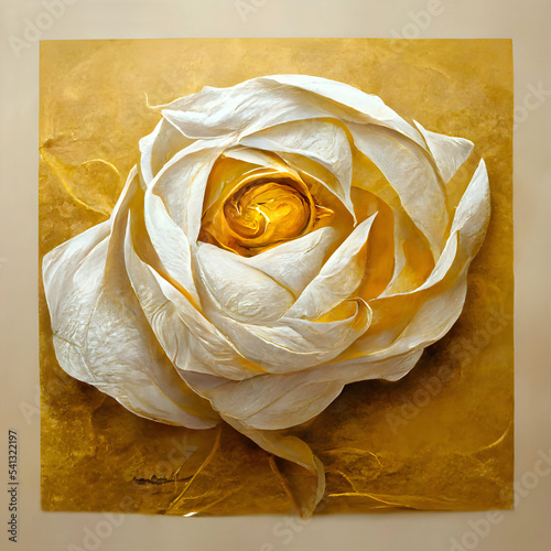 white and gold rose wallframe photo