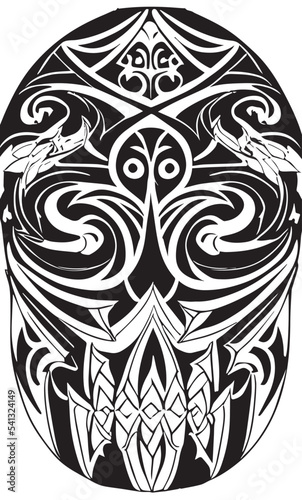 Decorative black and white gothic ornament, base for tattoo