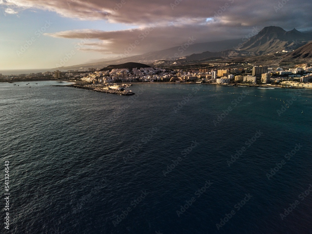 los cristianos wharf from a drone view
