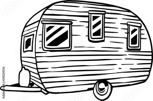 Antique Old Camper In The Woods eps File Types Clipart Cute Camping Trees eps Vintage Camper eps Classic Commercial Use