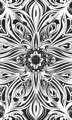 Decorative black and white gothic ornament, base for tattoo