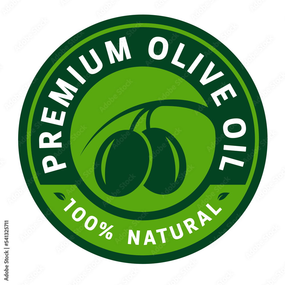 Olive oil logo and label design template (100% natural)