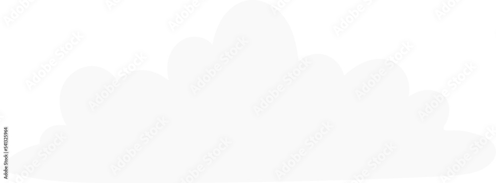 Cloud illustration, png. Graphic in cartoon flat style, isolated on transparent background
