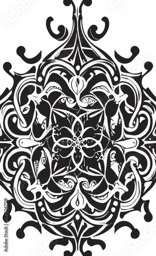 Decorative black and white gothic ornament, base for tattoo