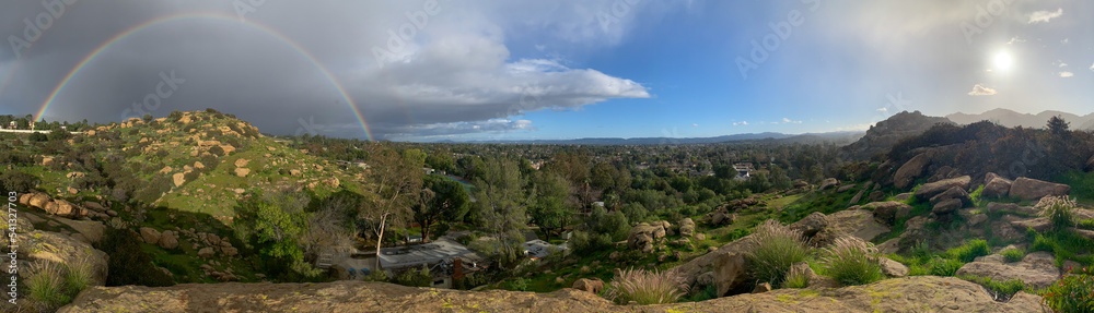 Panorama of Chatsworth and San Fernando Valley with Rainbow Panorama of Chatsworth and San Fernando Valley with Rainbow