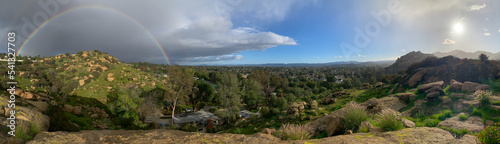 Panorama of Chatsworth and San Fernando Valley with Rainbow