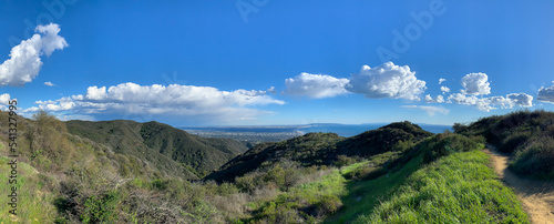 Panorama of Pacific Ocean and Los Angeles from Temescal Canyon