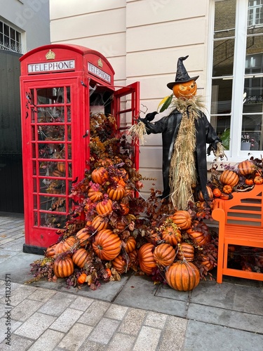 Halloween decorations in London, England photo