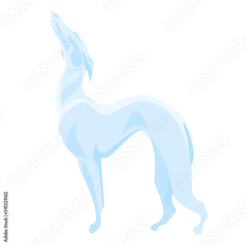 Statue of a dog, greyhound. Blue dog on a white background. Friends, series, Thanksgiving, Central perk. Vector stock image.