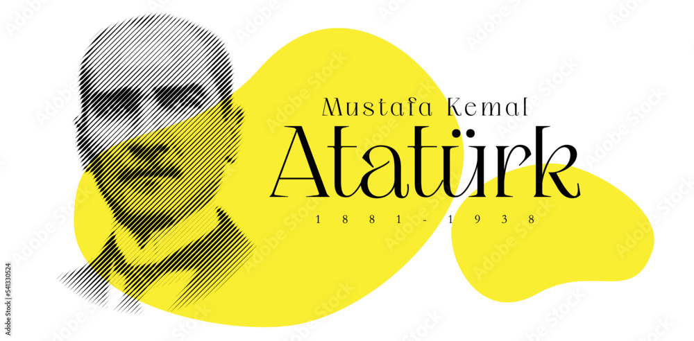 Φωτογραφία Abstract line art portrait illustration of Mustafa Kemal Atatürk who is first president of Republic Turkey