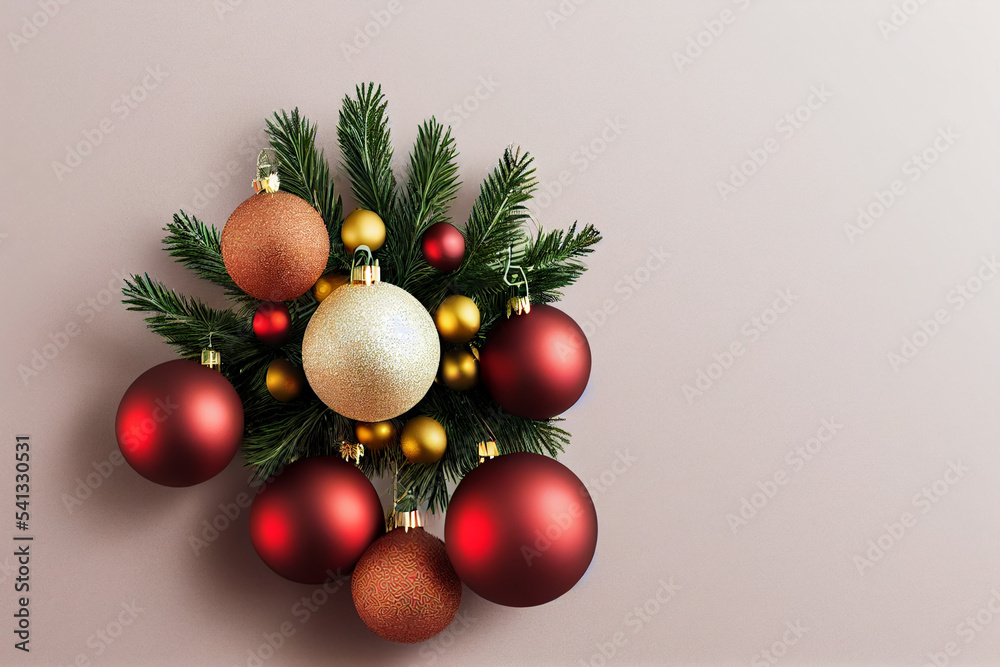 Red, white, yellow ball hanging, Christmas decorations, ball, garland, next to