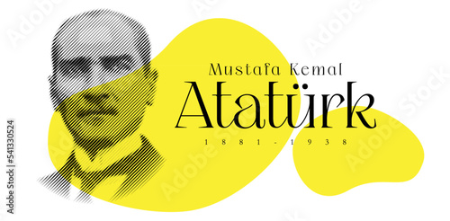 Abstract line art portrait illustration of Mustafa Kemal Atatürk who is first president of Republic Turkey. photo