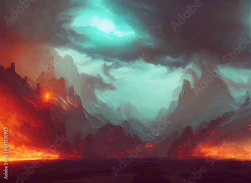 Illustration Hell Apocalyptical Landscape