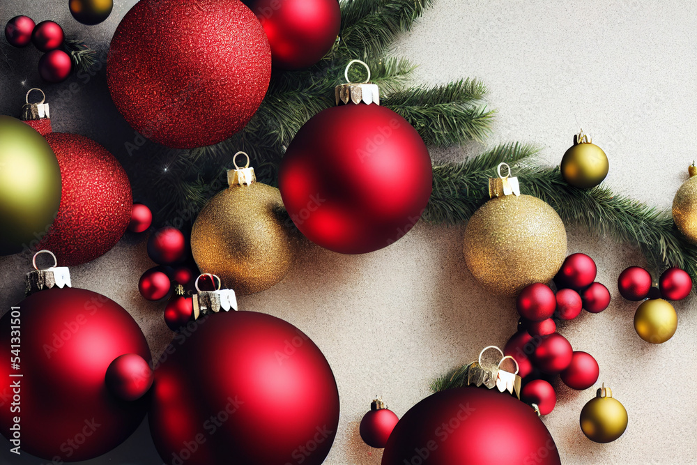 Red, yellow ball hanging, Christmas decorations, ball, garland, near Red, yellow ball hanging, Christmas decorations, ball, garland, near