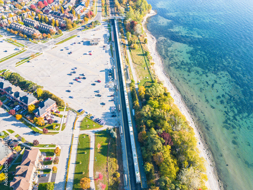 Port union Train Station Rouge hill park Lake Ontario all in drone View 
