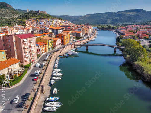 Aerial view of Bosa on a sunny day