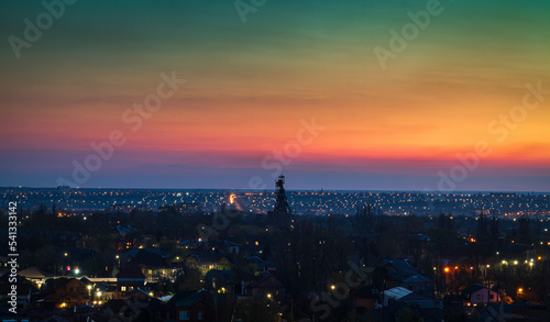 Panorama of the sleeping area of ​​one of the cities of Eastern Europe - Ukraine