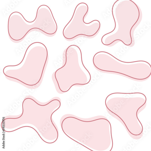 Set of abstract organic shapes with line art. Fluid blob vector set. Organic Blob.