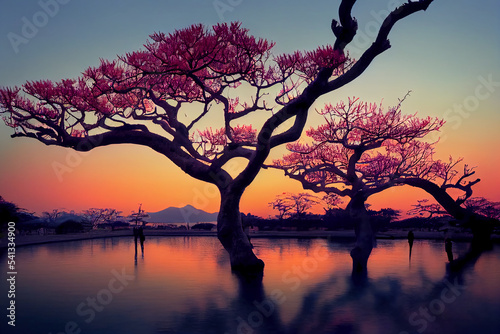 Sunset in a japanese park © AlainAlexander