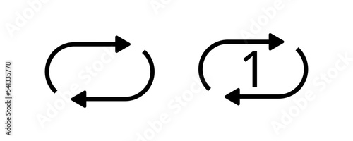 Repeat icon. Replay button symbol. Black color. Vector sign.