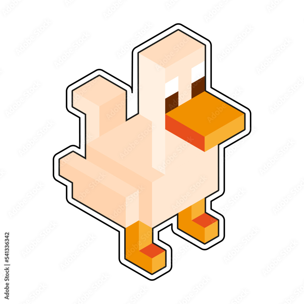 Obraz premium Isolated duck minecraft vector illustration