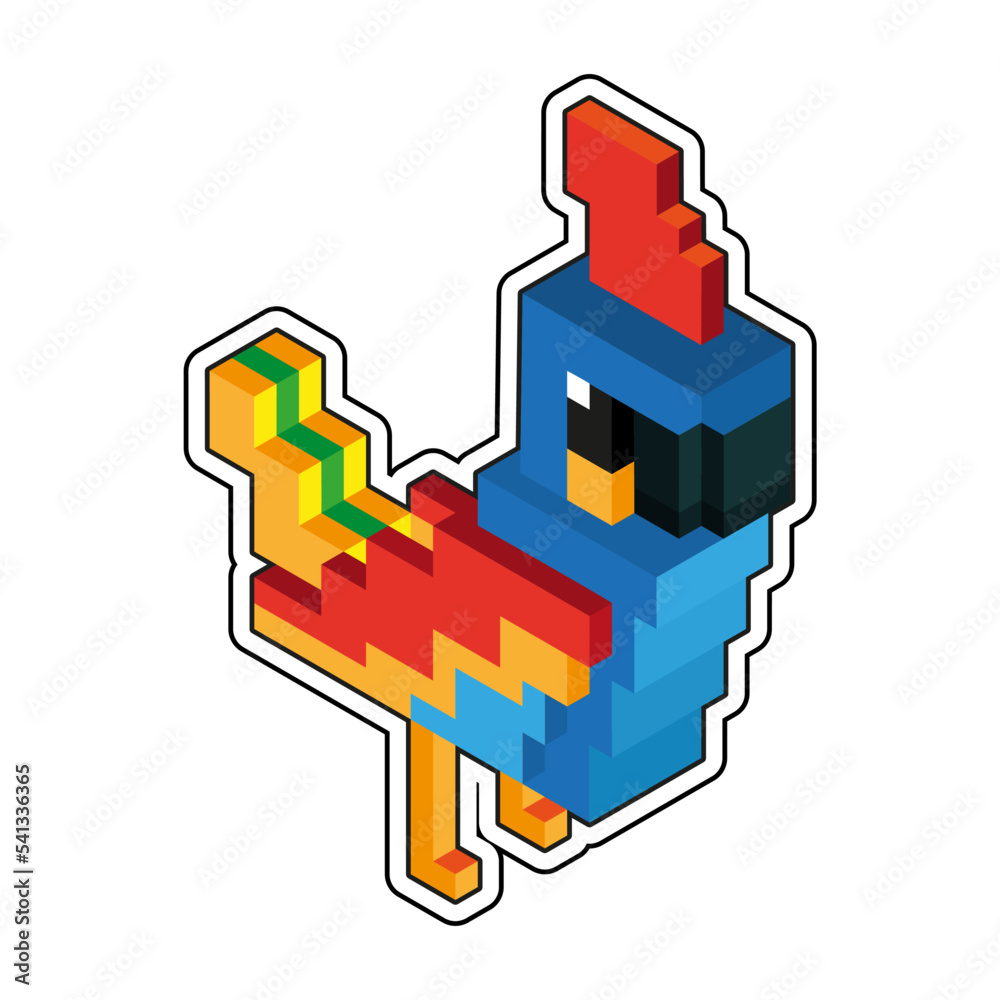 Obraz premium Isolated parrot minecraft vector illustration