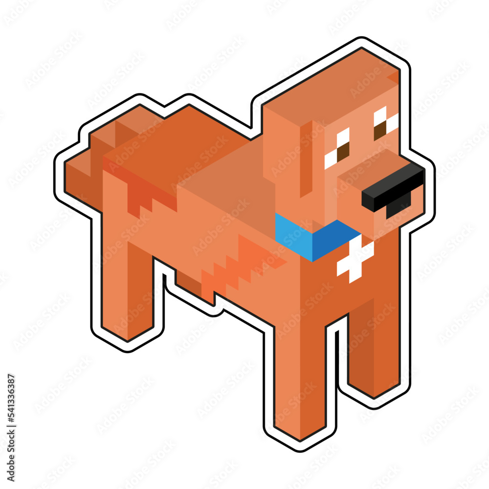 Obraz premium Isolated dog minecraft vector illustration